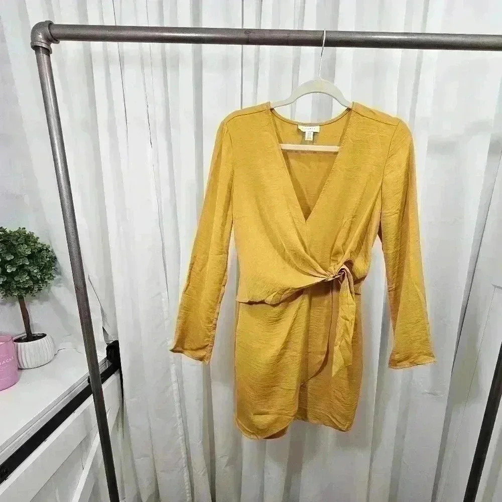 Topshop Womens Size 6 Yellow Wrap Dress